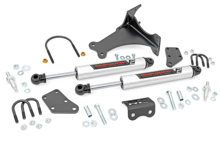 Rough Country V2 Steering Stabilizer Dual | 2-8 Inch Lift | Ford F-250/F-350 Super Duty (05-24)