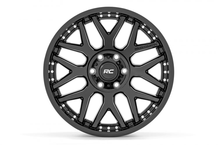 Rough Country 95 Series Wheel One-Piece | Gloss Black | 20x10 | 6x135 | -19mm