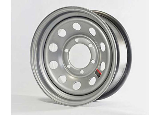 TRAILER WHEEL- AMW - 15X6 MOD 6H-5.5 SILVER STEEL WHEEL