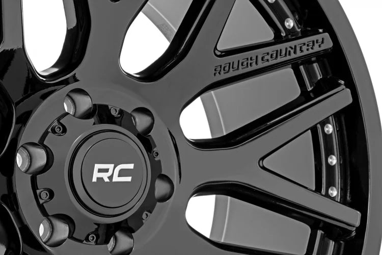 Rough Country 95 Series Wheel One-Piece | Gloss Black | 20x10 | 6x135 | -19mm